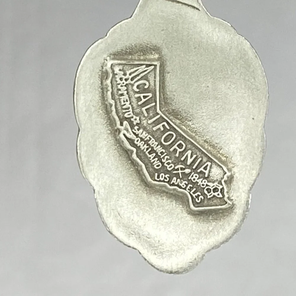 Souvenir Spoon‎ California Est 1848 Pewter Enamel Vintage Collector Travel EUC